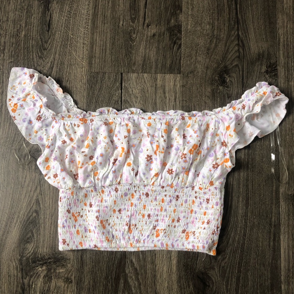 Pacsun L.A. Hearts Floral Ruched Babydoll Crop Top
